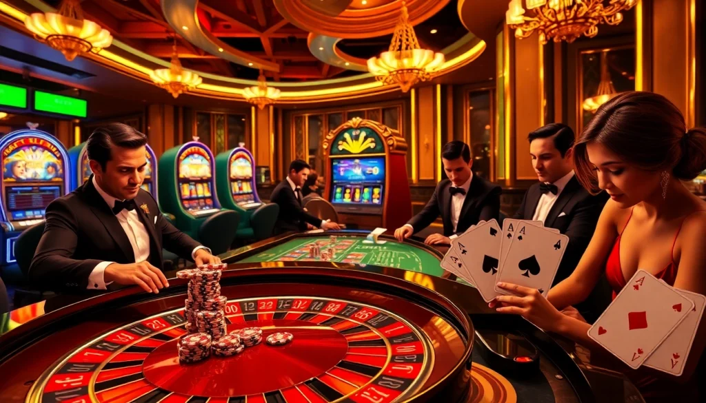 Exciting gameplay scene at https://mm88.vegas/ featuring roulette and slot machines for thrilling casino entertainment.