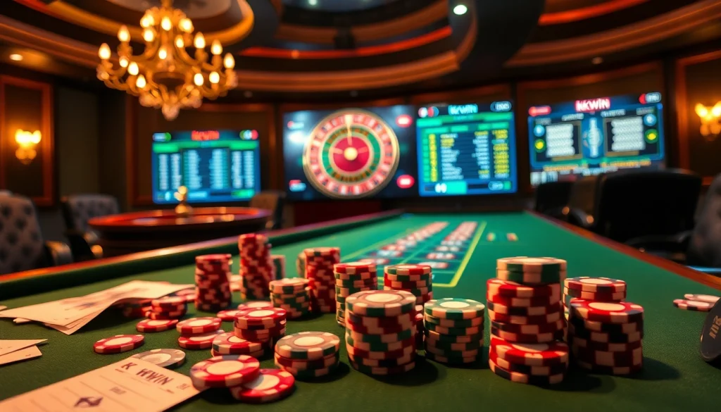 Winning strategies at kkwin casino table with vibrant chips and cards