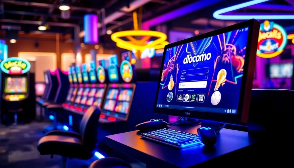 Engaging online gaming scene highlighting doaslot login interface and colorful slot machines.