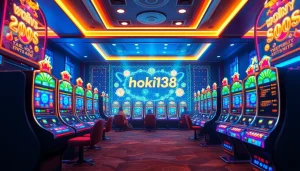 Exciting gaming ambiance featuring hoki138 online slot machines and vibrant graphics.