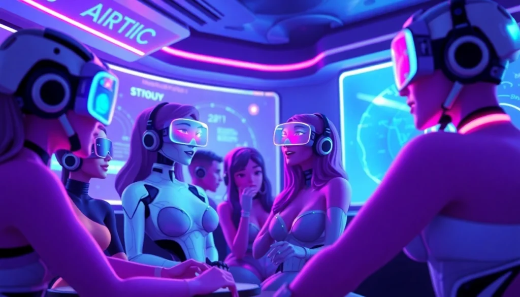 Engaging AI porn chat experience with diverse animated characters in a vibrant virtual reality
