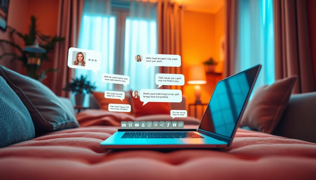 Engage in sex ai chat with a vibrant AI chatbot in a cozy setting.