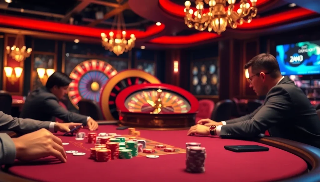 Engage with pahala4d gaming at a luxurious casino table filled with chips and cards.