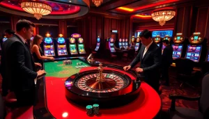Experience the thrill of go 88 at a luxurious roulette table, filled with vibrant chips and elegant players.