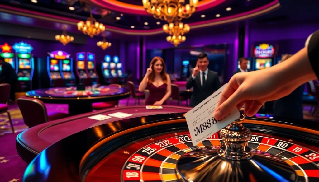 Engage with Mu88 at a luxurious casino table, showcasing an exciting blackjack game.