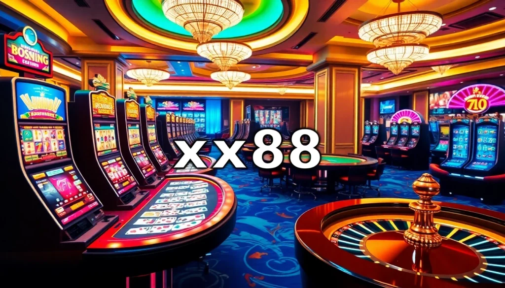 Experience the excitement of xx88 as vibrant casino elements come alive in this dynamic gambling scene.