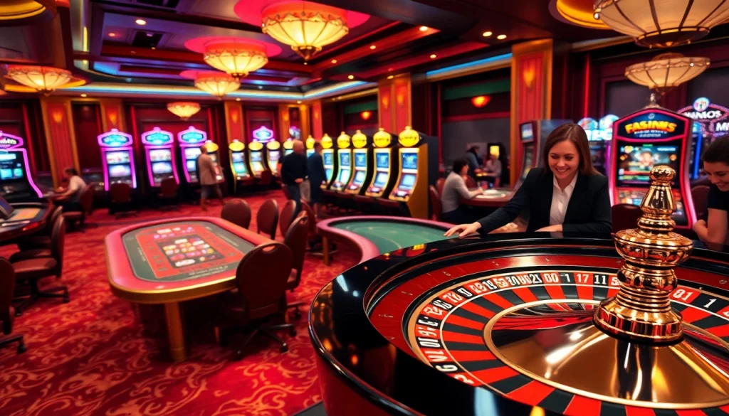 Players enjoying a thrilling game at 88xx com casino, surrounded by vibrant slots and poker tables.