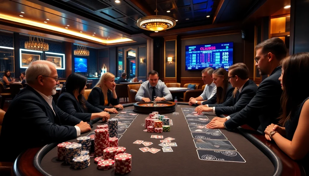 Experience the thrill of high stakes in the ClubGG poker club with vibrant chips and intense gameplay.