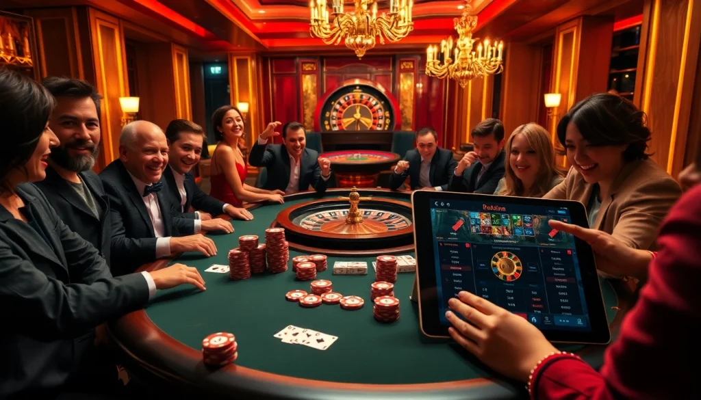 Players engaged in high-stakes poker at a casino table, showcasing 88i's betting excitement.