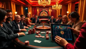 Players engaged in high-stakes poker at a casino table, showcasing 88i's betting excitement.