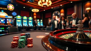 A vibrant casino scene showcasing players engaged in thrilling 789 bet games at a poker table.