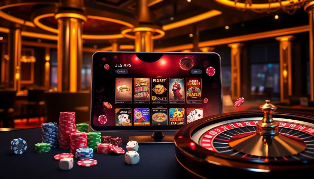 Experience the excitement of the jl55 app with vibrant casino games displayed on a sleek digital interface.