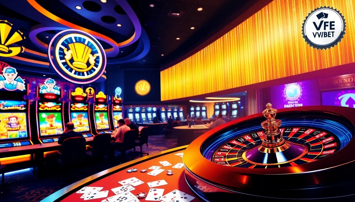 Experimenta el casino en línea de lujo de VVVBet con elementos vibrantes de ruleta y póker.