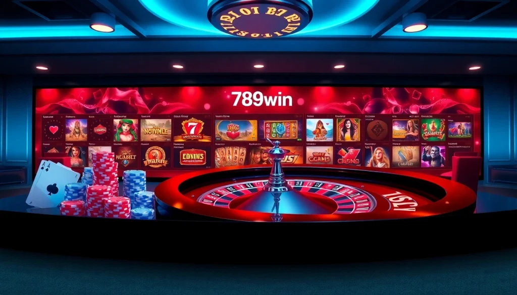 Exciting gameplay at 789win online casino featuring vibrant cards and roulette wheel.