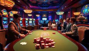 Captioning a thrilling poker game at https://thabet.vegas/, showcasing luxury gambling excitement.