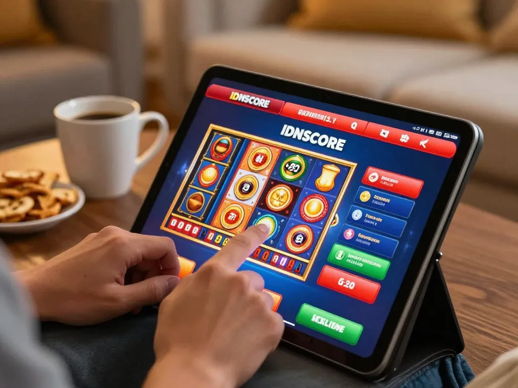 IDNSCORE online gaming interface featuring vibrant slot options for an engaging gaming experience