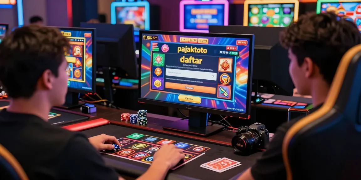 Exciting pajaktoto daftar experience at an online casino setup with vibrant gaming interface and engaging atmosphere.