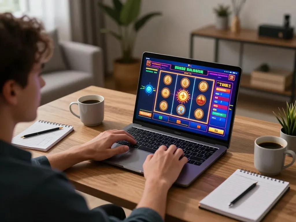 Player enjoying an online casino game at home, highlighting the dn88 experience with excitement and strategy