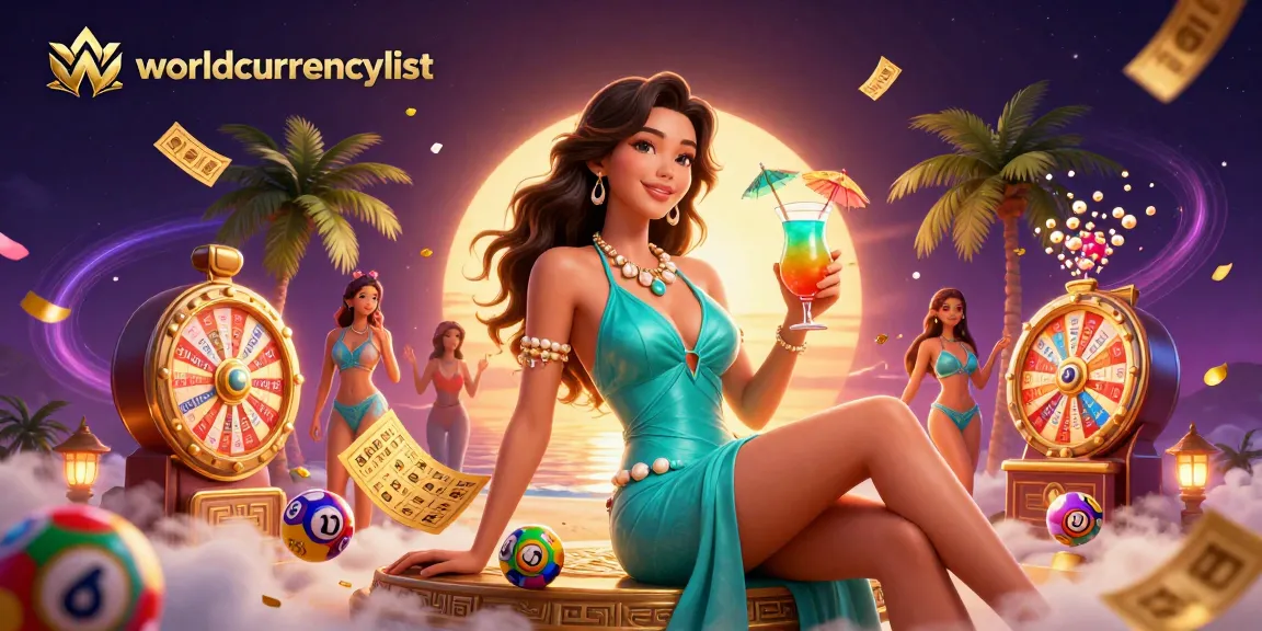 Engage in vibrant gaming with worldcurrencylist featuring a glamorous woman at a tropical casino