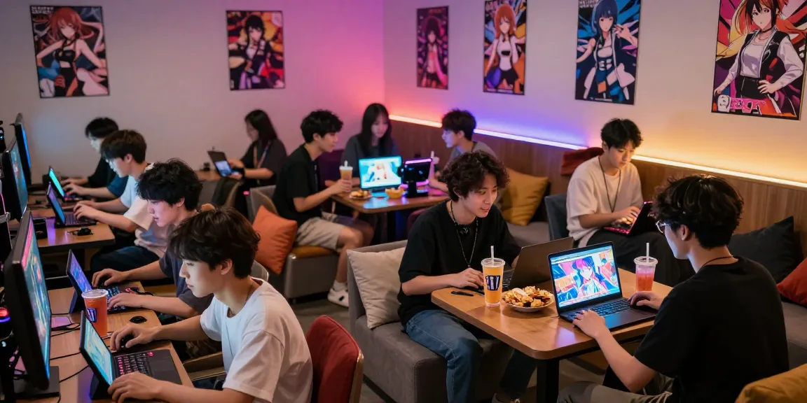 Engaged players enjoying popular hentai games in a vibrant gaming lounge.