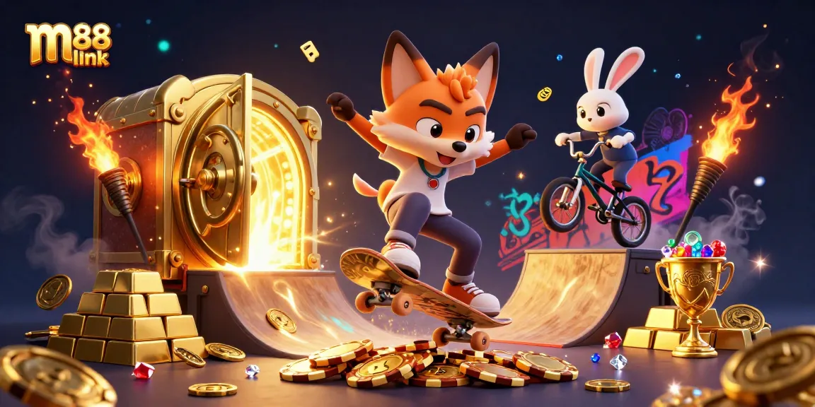 Experience thrilling gameplay with m88 link, featuring vibrant casino elements and characters in action.