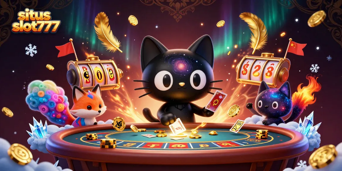 Engage with situs slot777 at a cosmic casino featuring vibrant characters and dynamic slot elements.