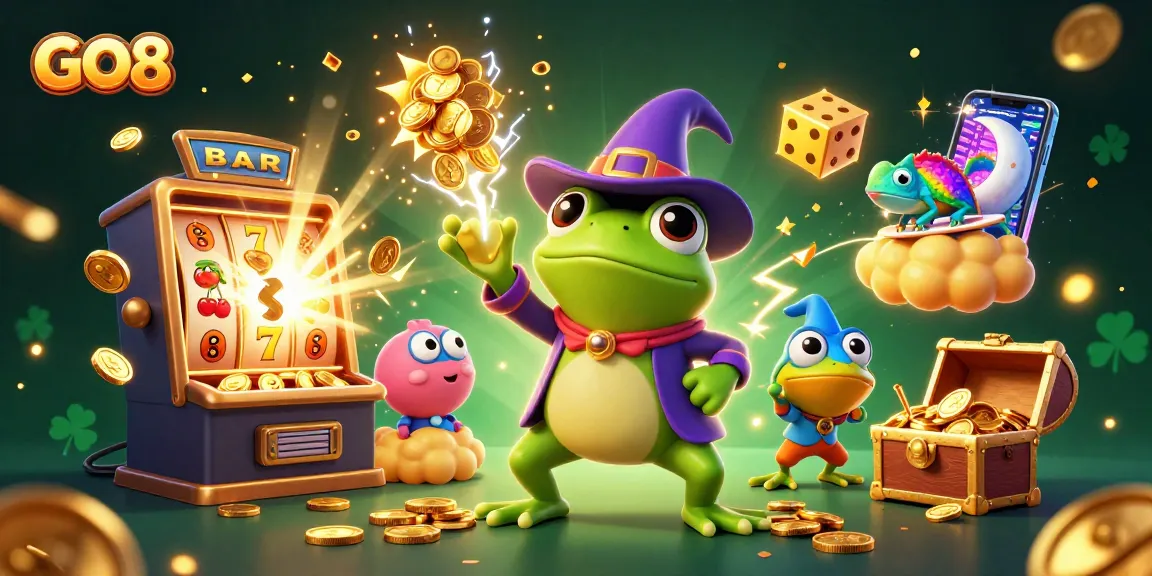 GO8 brings excitement to players with a 3D vibrant casino illustration showcasing a treasure storm and dynamic gameplay.