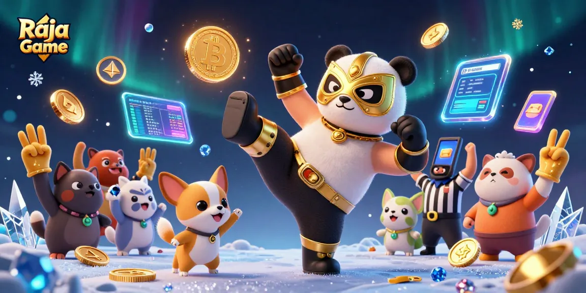 Engage in thrilling predictions on Raja Game, showcasing vibrant gaming action with crypto elements.