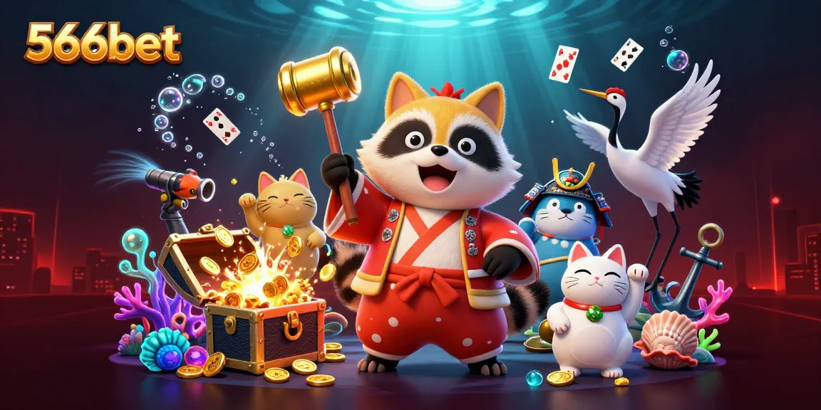 Enjoy vibrant gaming adventures with 566bet's colorful characters and dynamic casino elements.