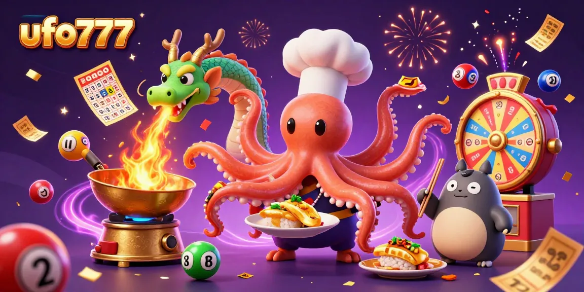 Experience excitement at ufo777 with vibrant lottery elements and dynamic characters in a rich casino scene.