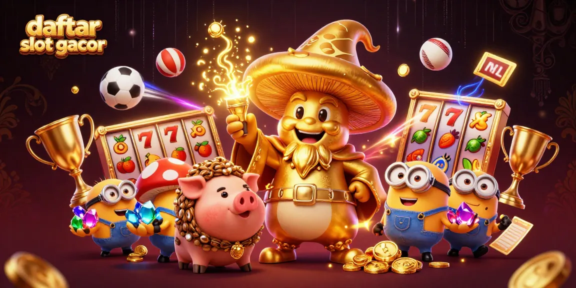 Engage in daftar slot gacor with rich characters and dynamic gaming symbols in a vibrant casino scene.